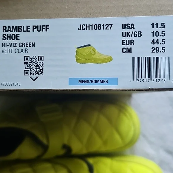 NWT Chaco Ramble Puff Mens 11.5 Hi Viz Green Fleece Lined - Picture 7 of 9